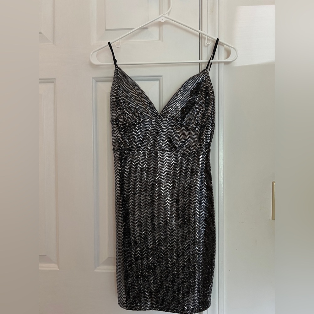Lulu’s Glittery Black Mini Dress
